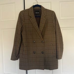 Madewell Caldwell double breasted blazer in brown plaid